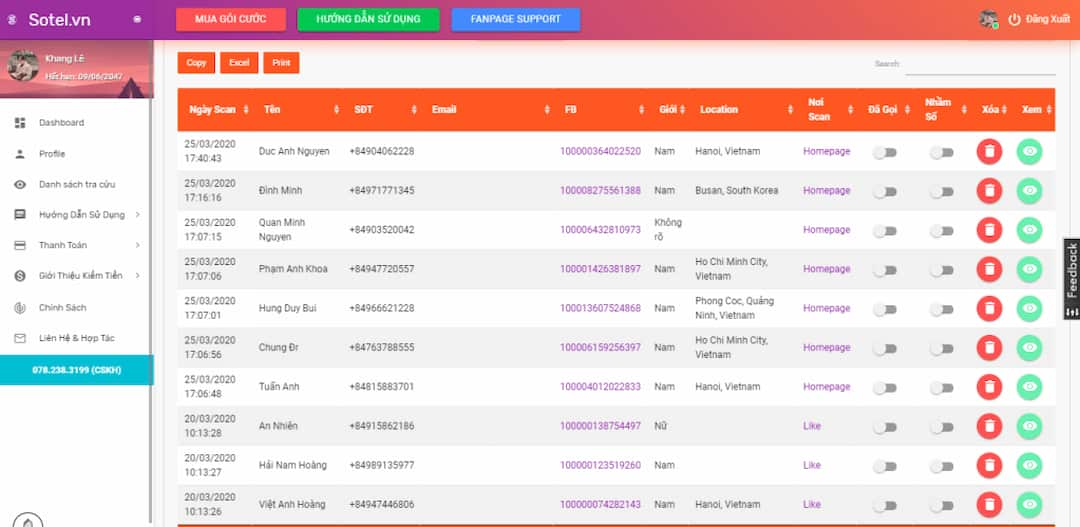 Sotel.vn – quét sdt facebook nhanh chóng