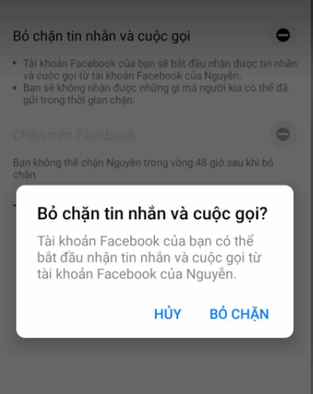 Bỏ chặn trên ứng dụng Messenger khá là đơn giản