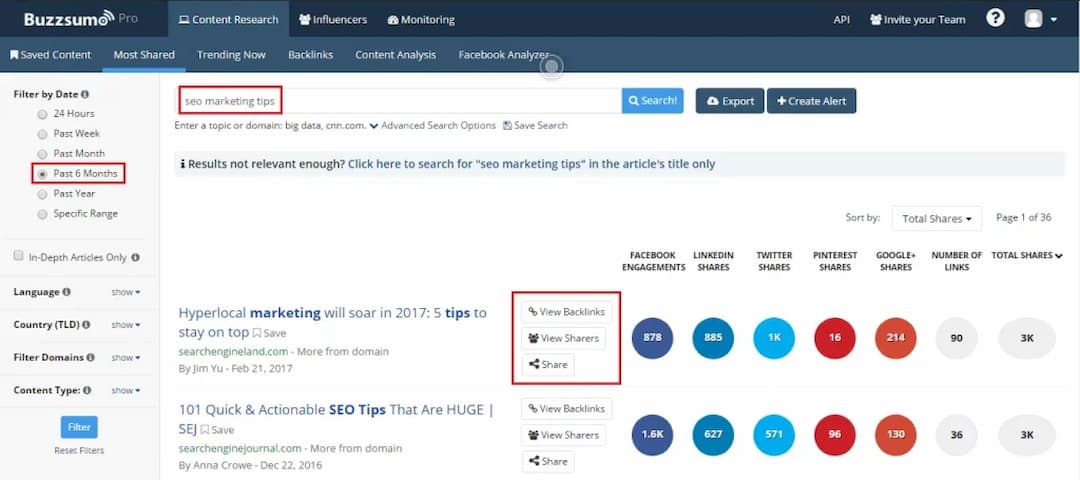 BuzzSumo giúp cập nhật và nắm bắt các xu hướng